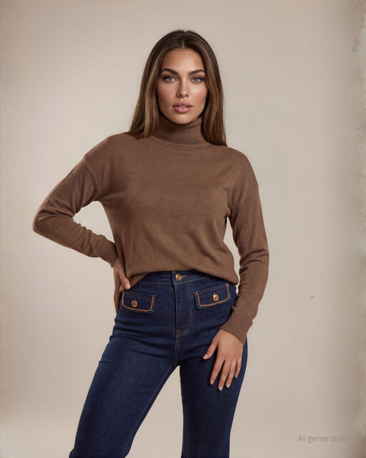 Maglia a scatola con collo alto cacha