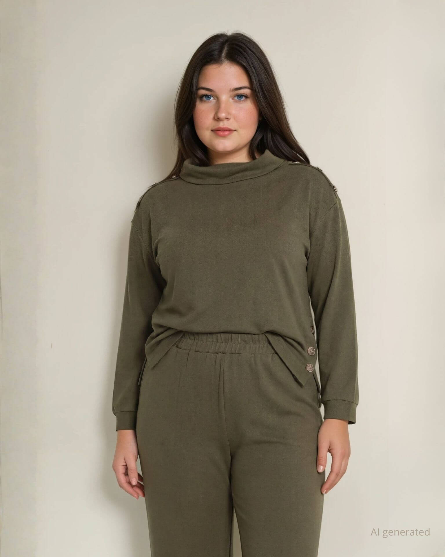 Maglia con collo ad anello e spacco curvy