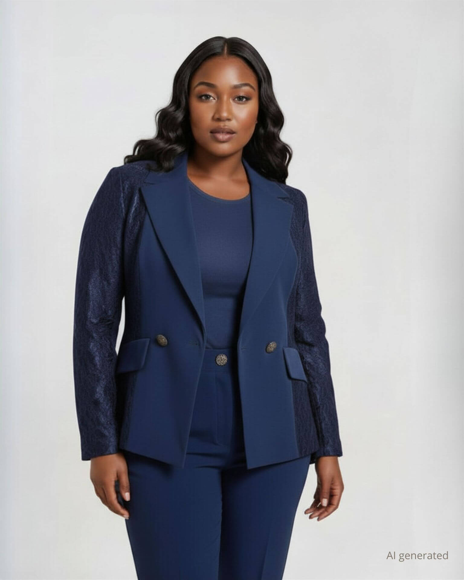 Giacca doppio petto con inserti in pizzo curvy