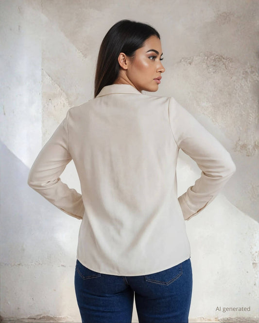 Giacca con tasche e bottoni curvy avorio