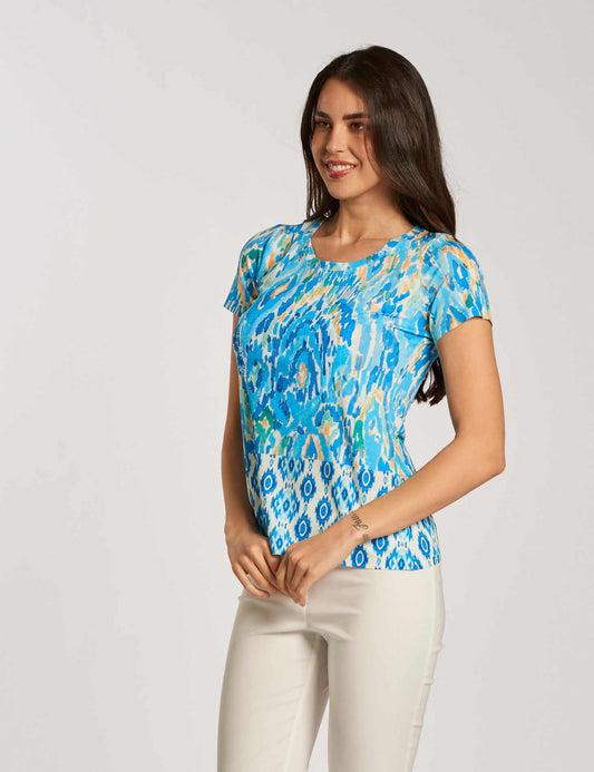 T-shirt fantasia con patch di paillettes