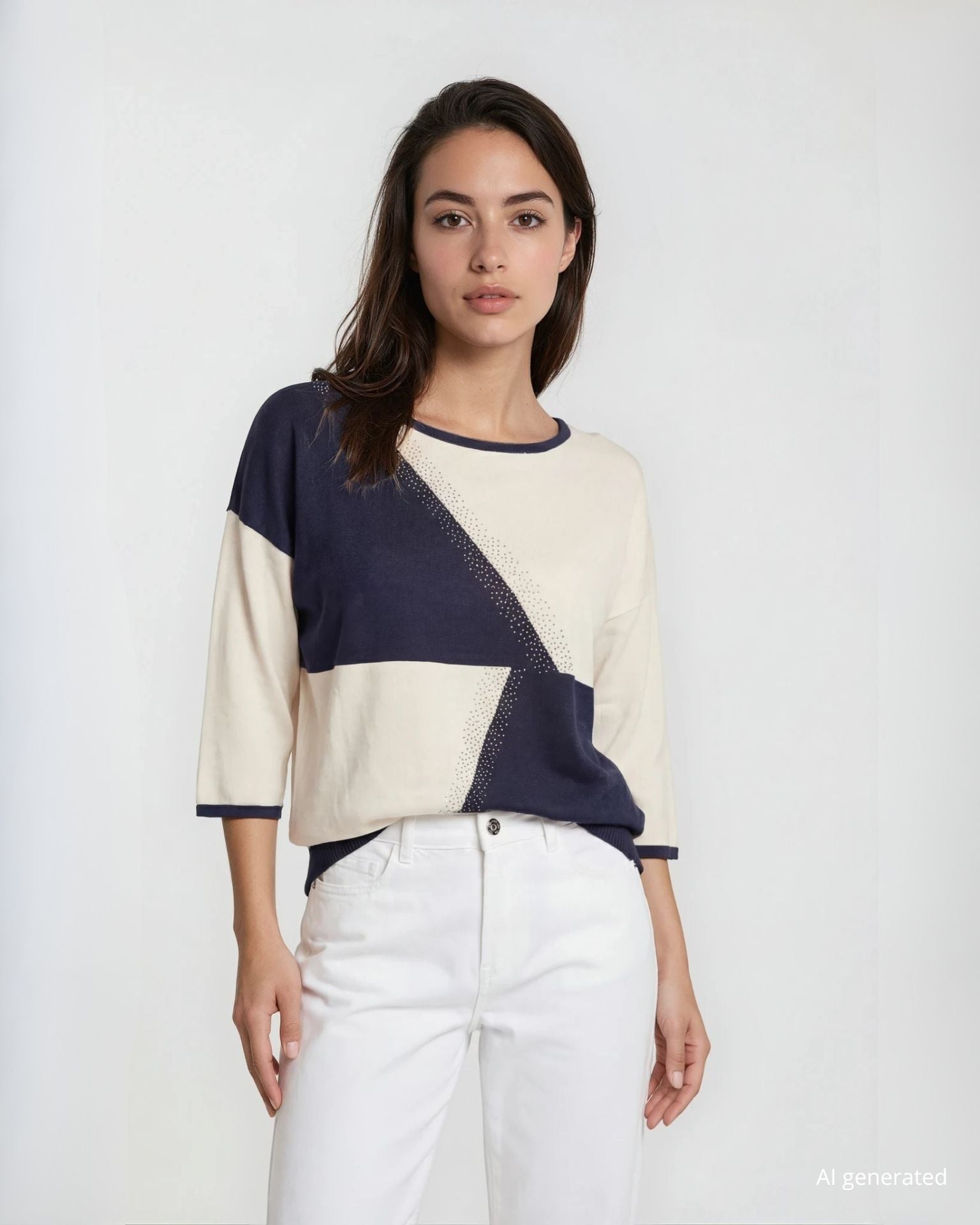 Maglia due colori con strass
