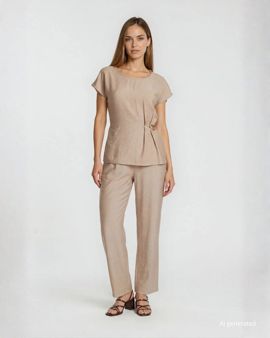 Pantalone palazzo in viscosa con elastico