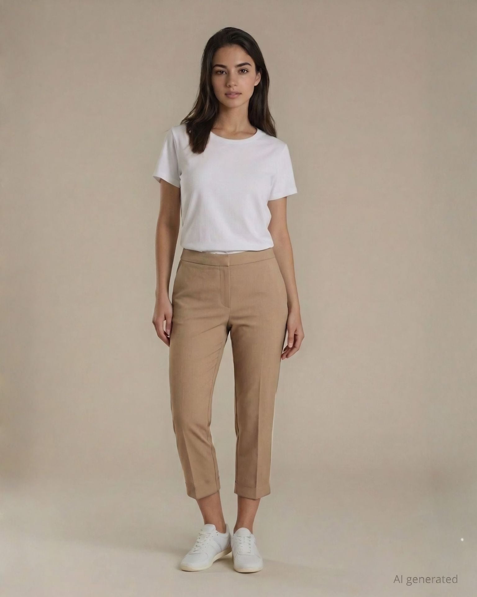 Pantalone in bengalina con elastico beige