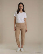 Pantalone in bengalina con elastico beige