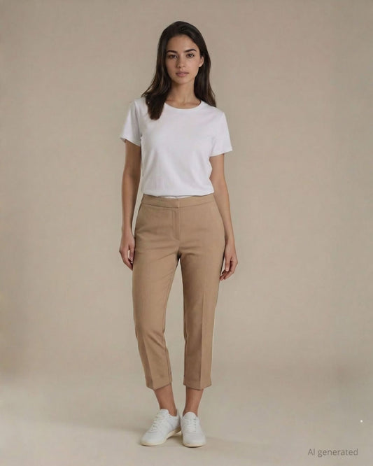 Pantalone in bengalina con elastico beige
