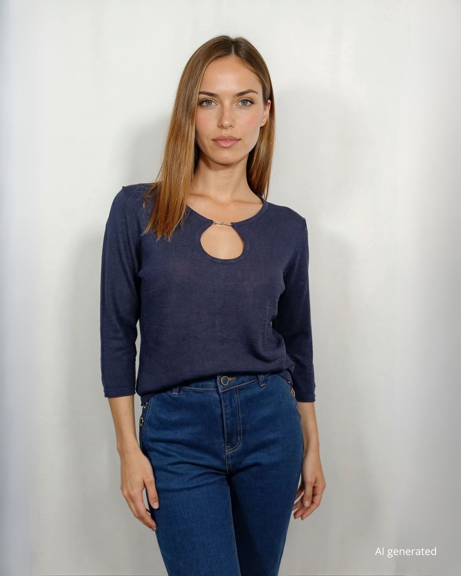 Maglia con dettaglio e accessorio sullo scollo
