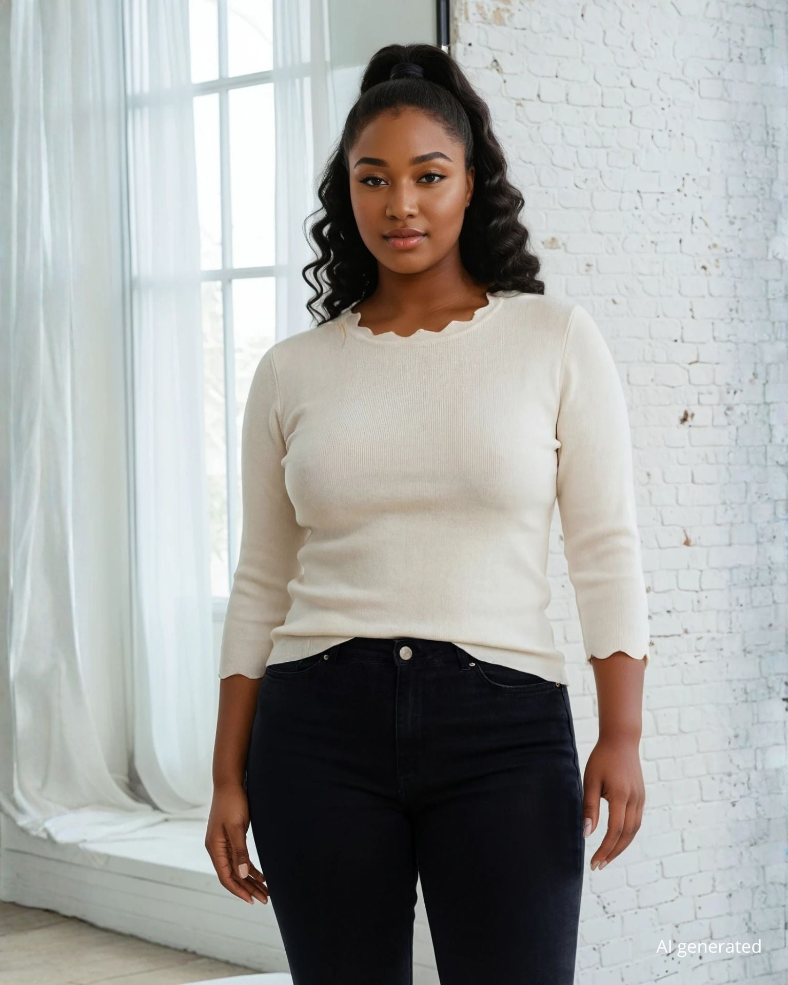 Maglia con cappette e bottoni curvy