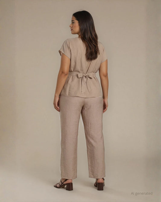 Pantalone palazzo in viscosa con elastico curvy