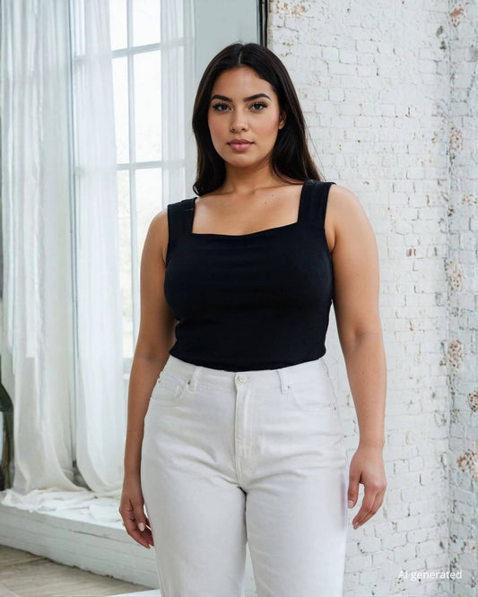 Top basico in tessuto elasticizzato curvy