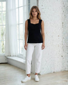Top basico in tessuto jersey elasticizzato nero
