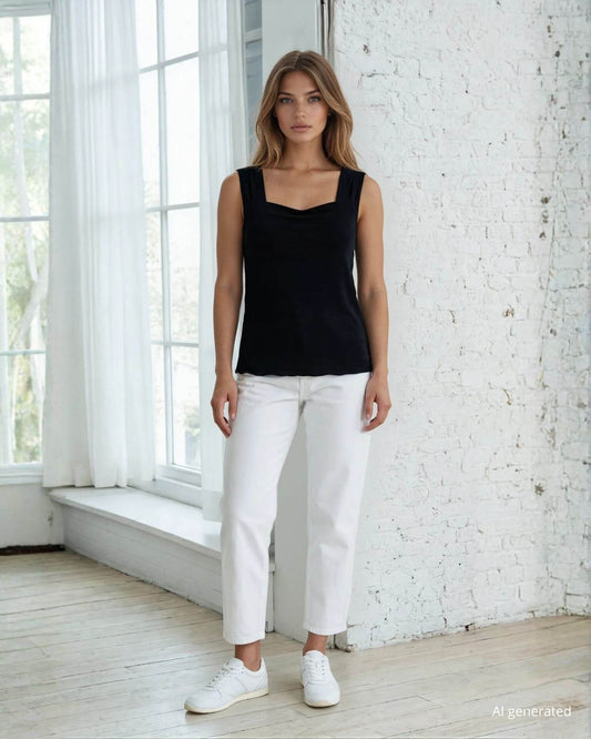 Top basico in tessuto elasticizzato