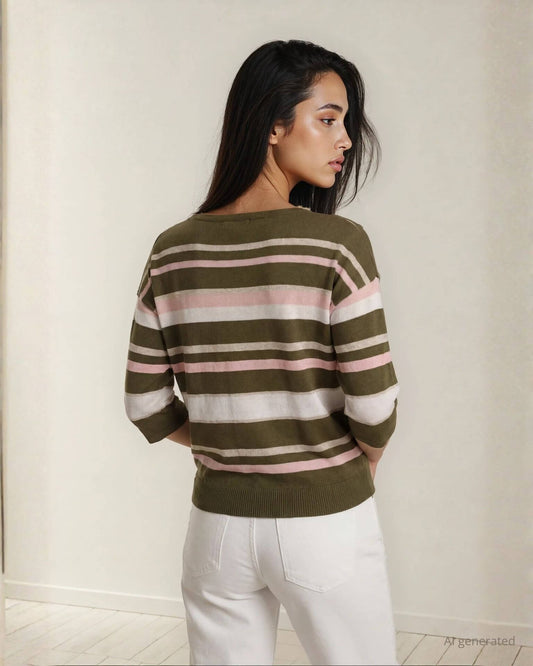 Maglia a righe con maniche tre quarti