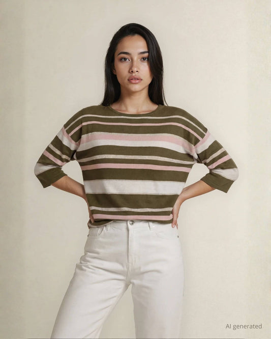 Maglia a righe con maniche tre quarti
