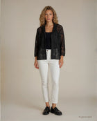 Pantalone in bengalina trama diagonale con cinque tasche e bottone bianco