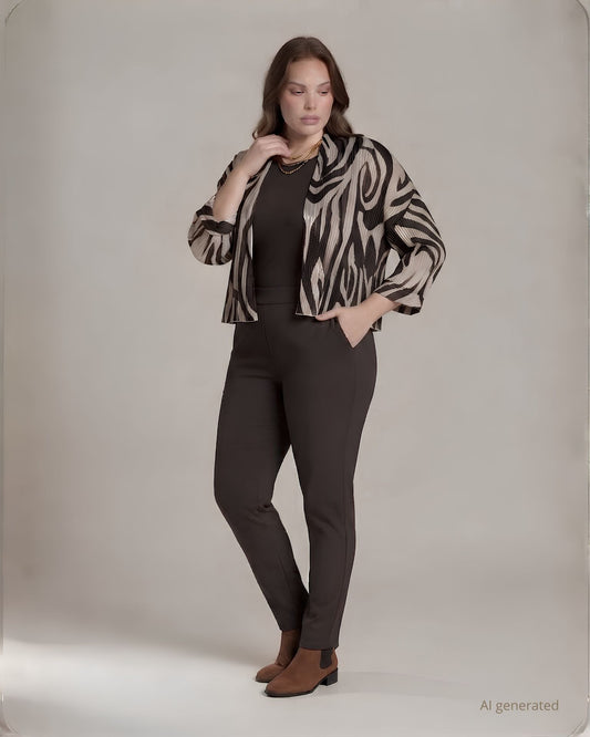 Bolerino animalier con maniche a kimono e polso in georgette filo lurex fantasia curvy