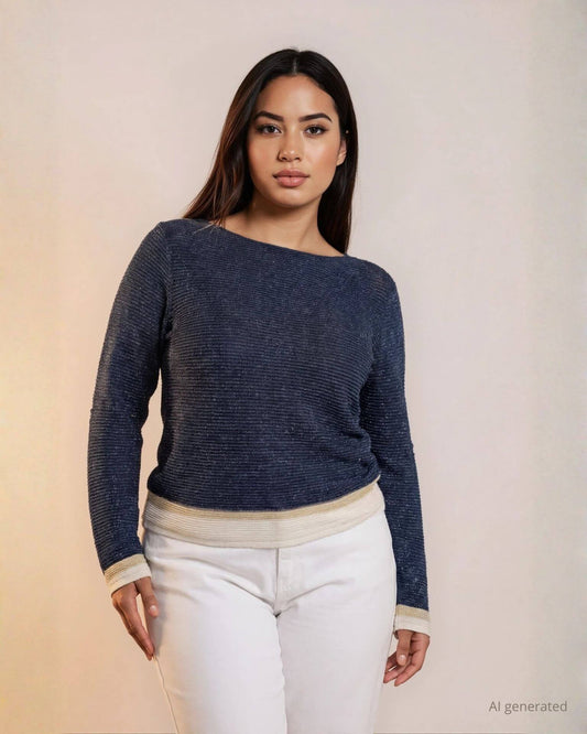 Maglia con lurex e righe ai bordi curvy