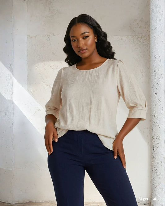 Casacca a maniche corte effetto stropicciato curvy