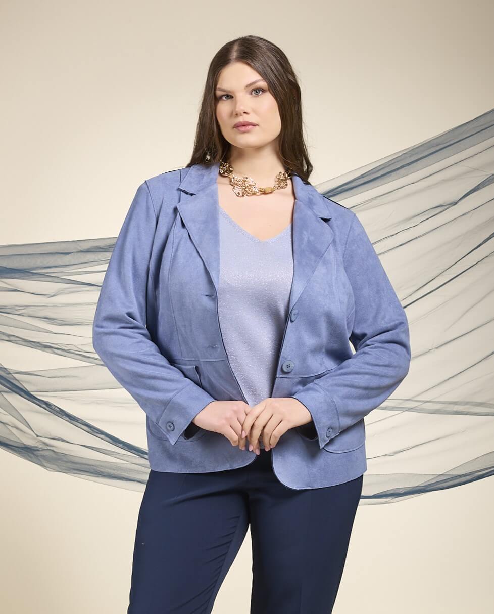 Giacca con tasche e bottoni curvy nuvola