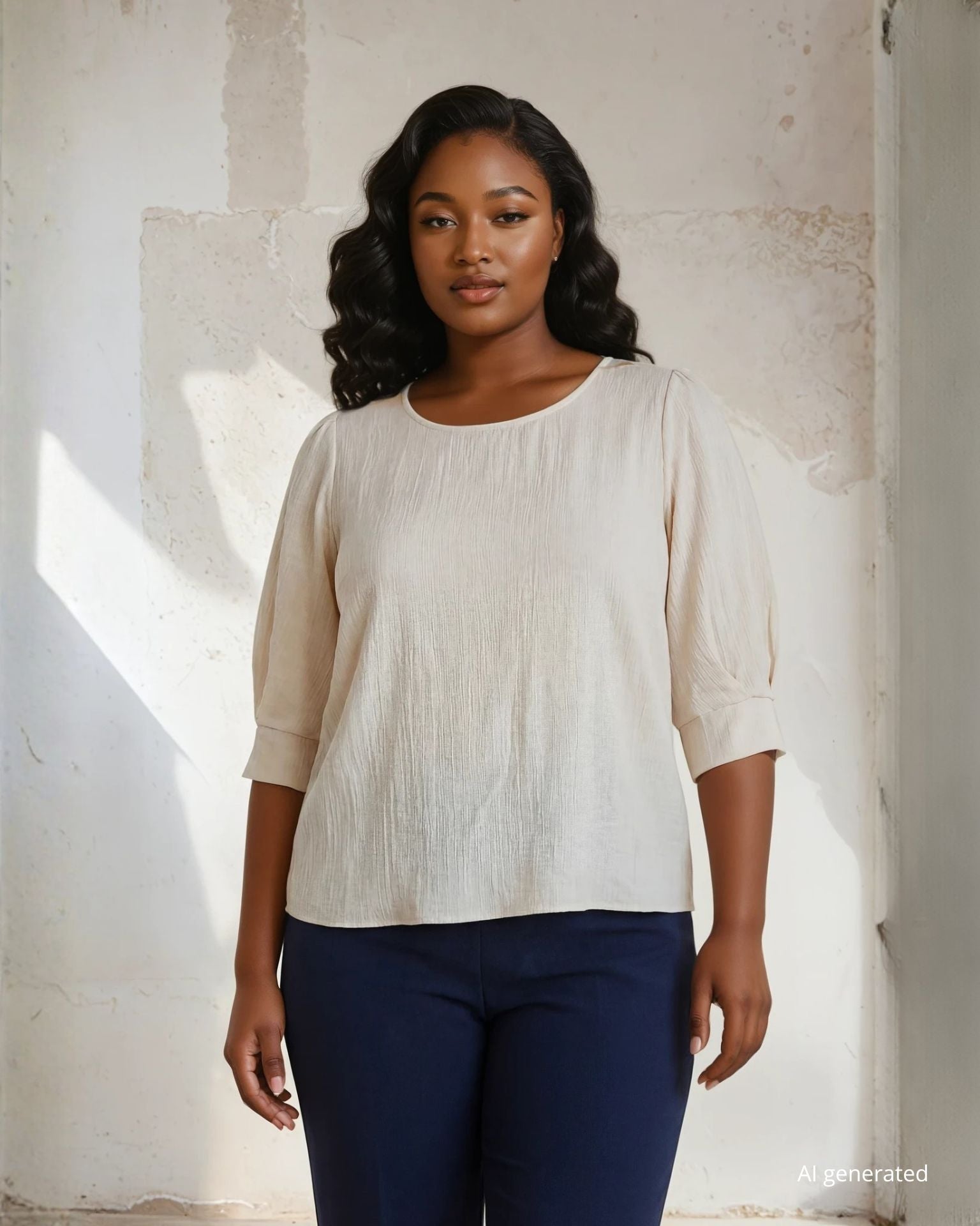 Casacca a maniche corte effetto stropicciato curvy
