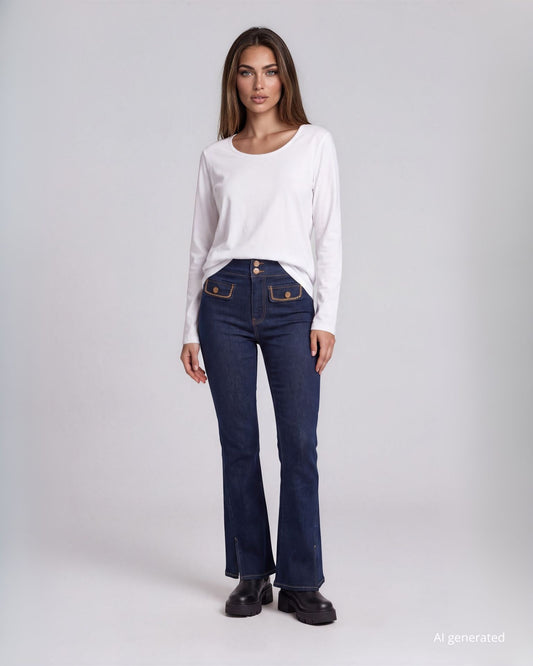 Pantalone a zampetta con spacchi frontali e pattine con catena