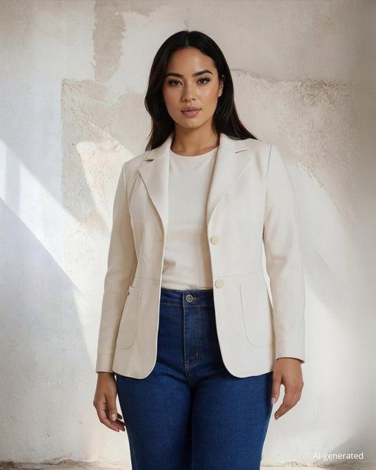 Giacca con tasche e bottoni curvy avorio