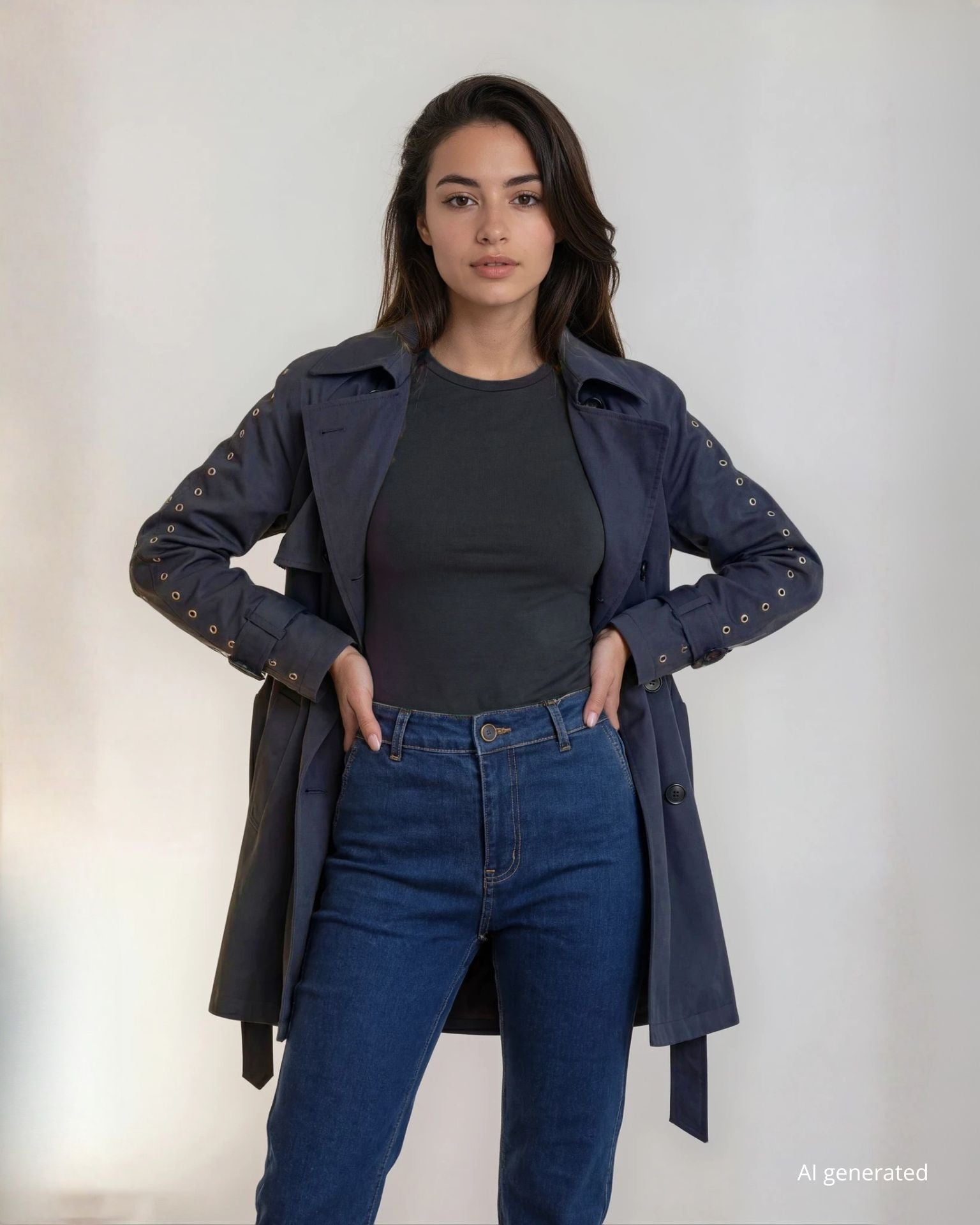 Trench con cintura e anelli
