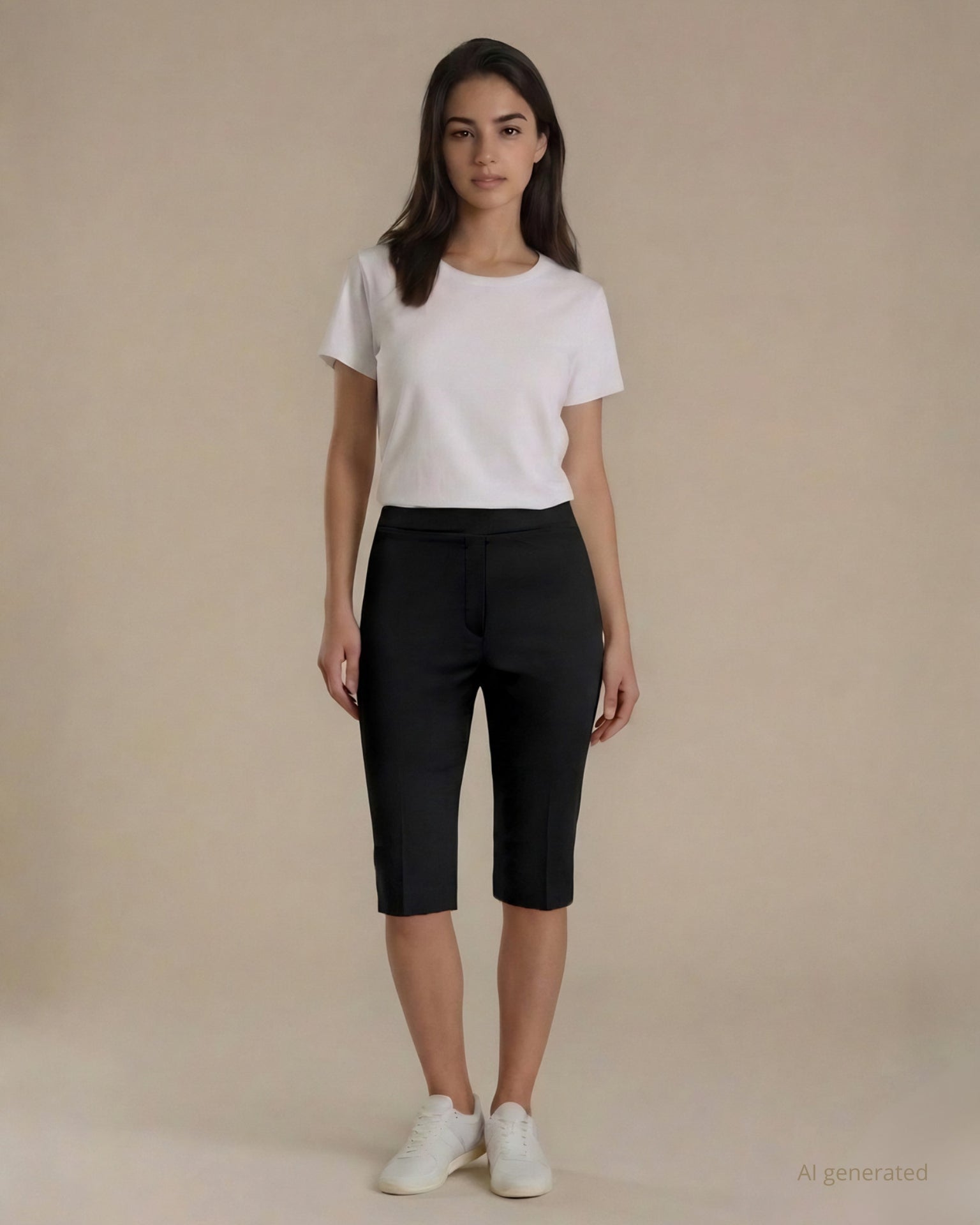 Pantalone pinocchietto con elastico e spacchetti nero