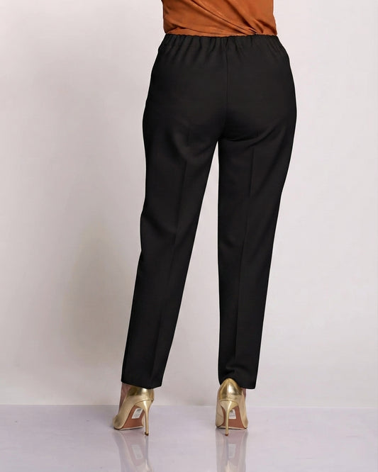 Pantalone classico con elastico e zip nero curvy