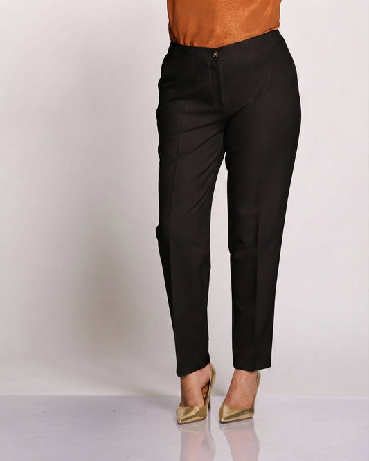 Pantalone classico con elastico e zip nero curvy
