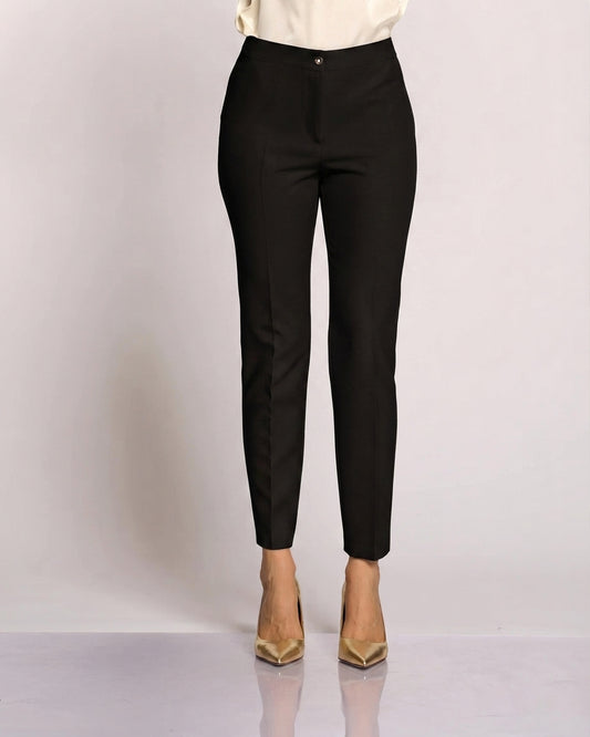 Pantalone classico con elastico e zip nero