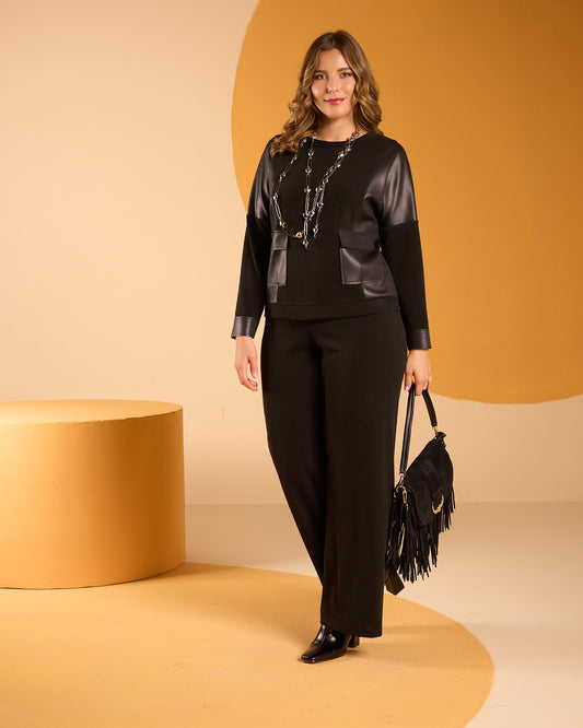 Casacca sporty con tasconi e riporti in ecopelle curvy