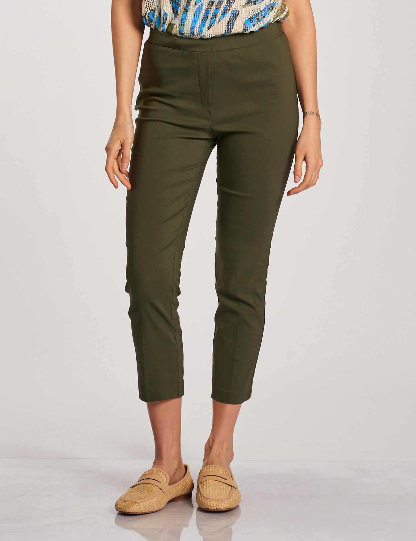 Pantalone in bengalina con elastico militare