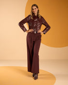 Pantalone largo con tasche e zip amarone
