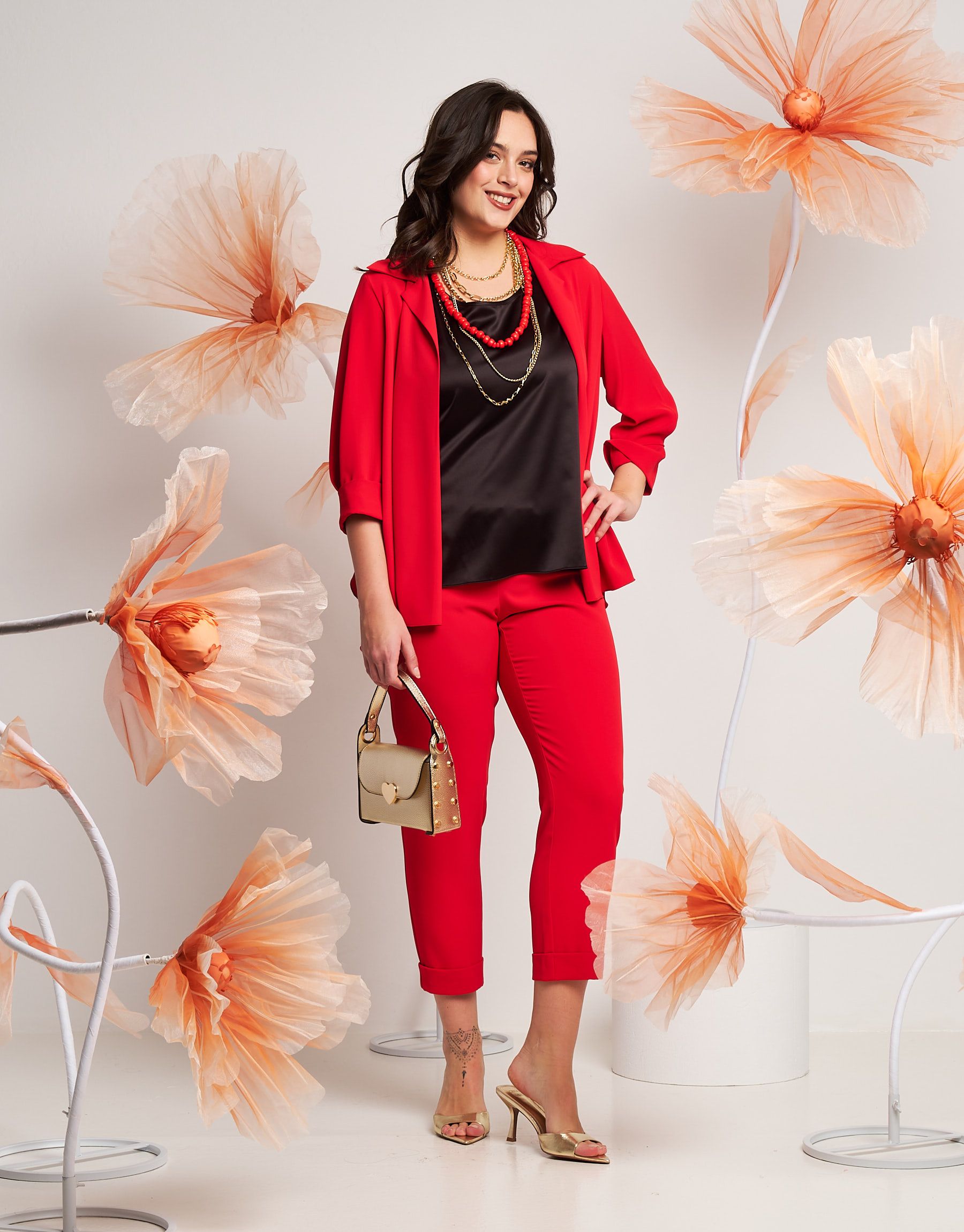 Caban con collo a camicia curvy