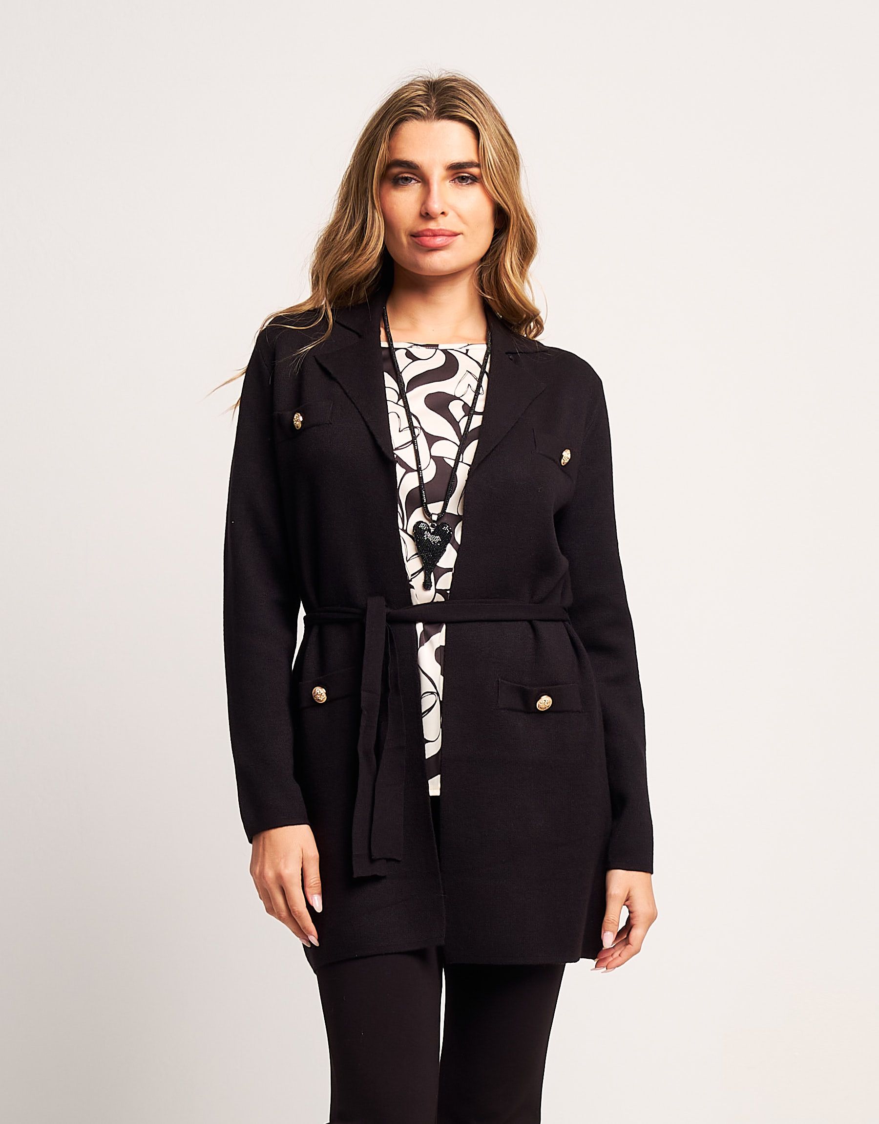 Caban in maglia battuta con bottoni