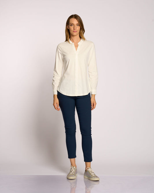 Camicia in cotone con strass ai polsi