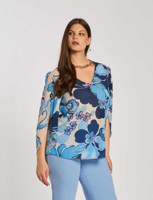 Camicia in georgette fantasia curvy