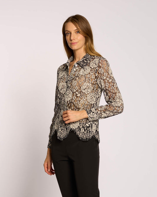 Camicia in pizzo con fondo cappe