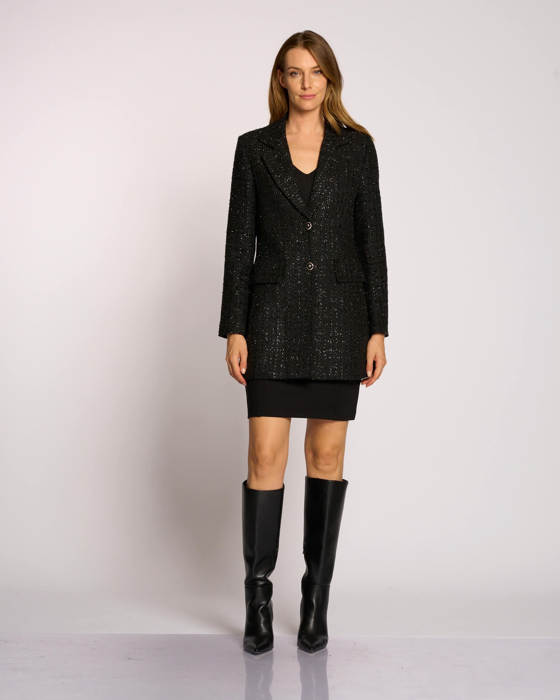 Cappotto bouclé con collo e dettagli