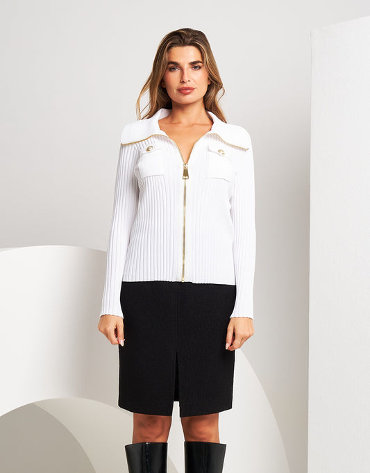 Cardigan a coste con zip