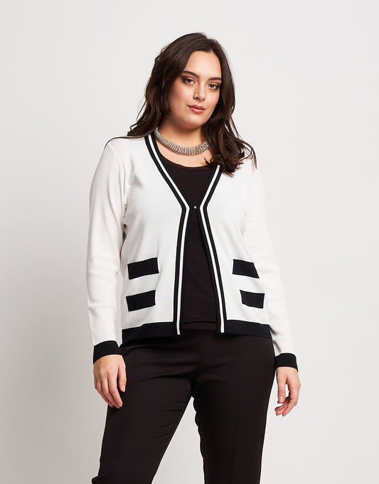 Cardigan in maglia battuta con bordi curvy