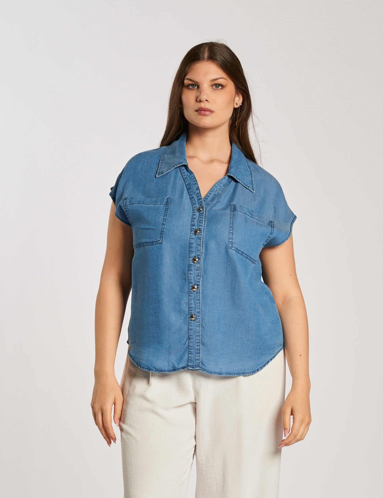 Casacca a kimono con colletto e tasche curvy