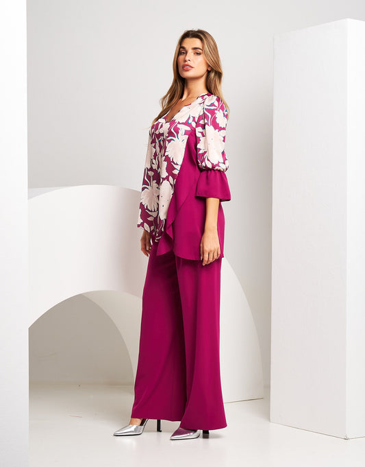 Casacca asimmetrica in raso fantasia iris