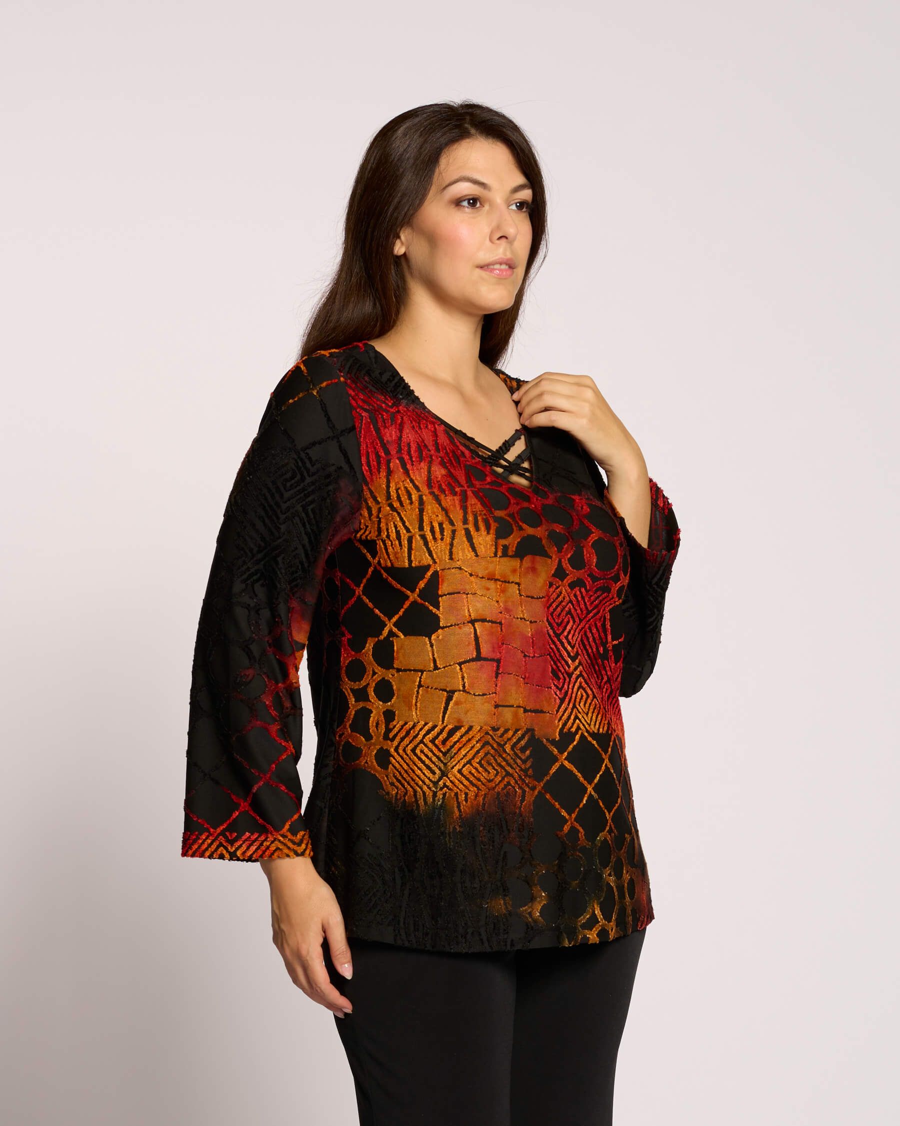 Casacca con lacci e maniche svasate curvy