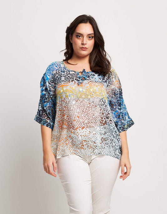 Casacca con maniche a pipistrello e laccetto curvy