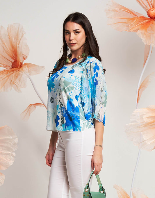 Casacca con maniche plissé e paillettes