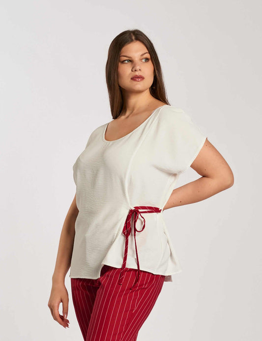 Casacca con nastrino rosso gessato curvy