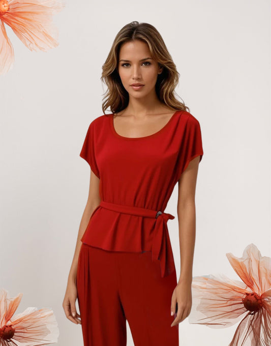 Casacca con pieghe e cinturina