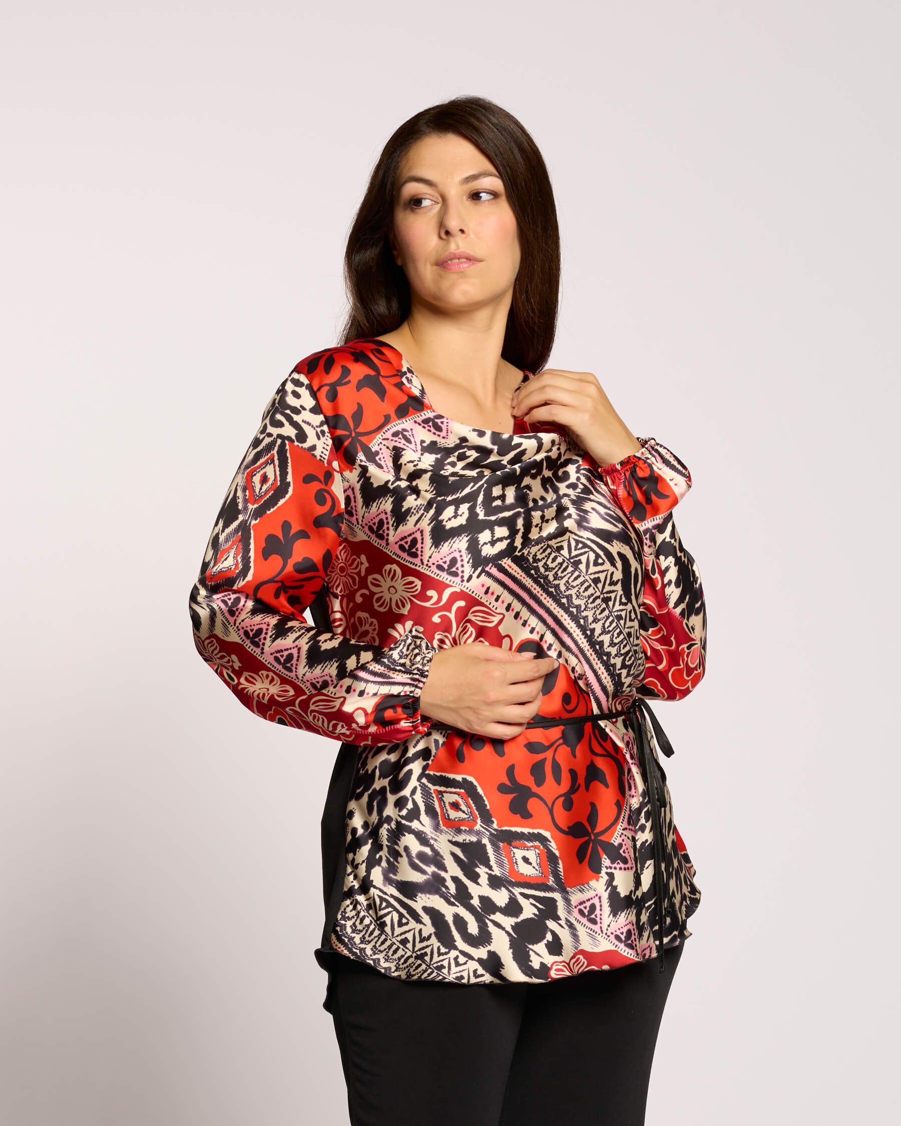 Casacca con schiena in maglia e cinturina curvy